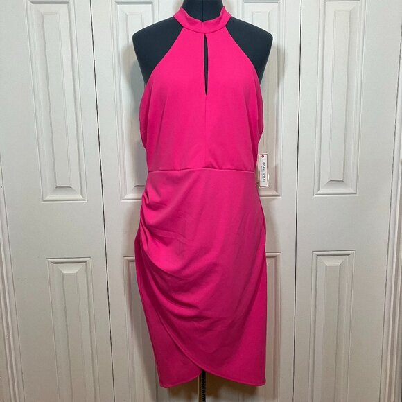 Bisou Bisou Michele Bohbot Neon Pink Dress Sz 14 NWT - Picture 1 of 7